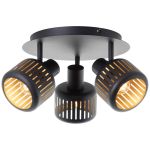 Brilliant Tyas Taklampe  Aluminium Metall Svart Gull | 370mm -  Egnet for 3x E14
