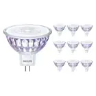 Fordelspakning 10x Philips Master Value LED Spot GU5.3 MR16 7.5W 621lm 60D - 927 ekstra varm hvit | beste fargegjengivelse - dimbar - erstatter 50W