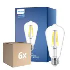 Fordelspakning 6x Philips MASTER Value LED Pære E27 Edison filament klar 5.9W 806lm - 927 ekstra varm hvit | beste fargegjengivelse - erstatter 60W