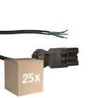 Fordelspakning 25x Noxion GST - Kompatibel Strømforsyningskabel Svart - Male + Åpne ender - 0,3m - 3 pole 0,75mm2